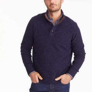 UNTUCKit Men's Navy Blue Donegal Button Neck Sweater | Size XL